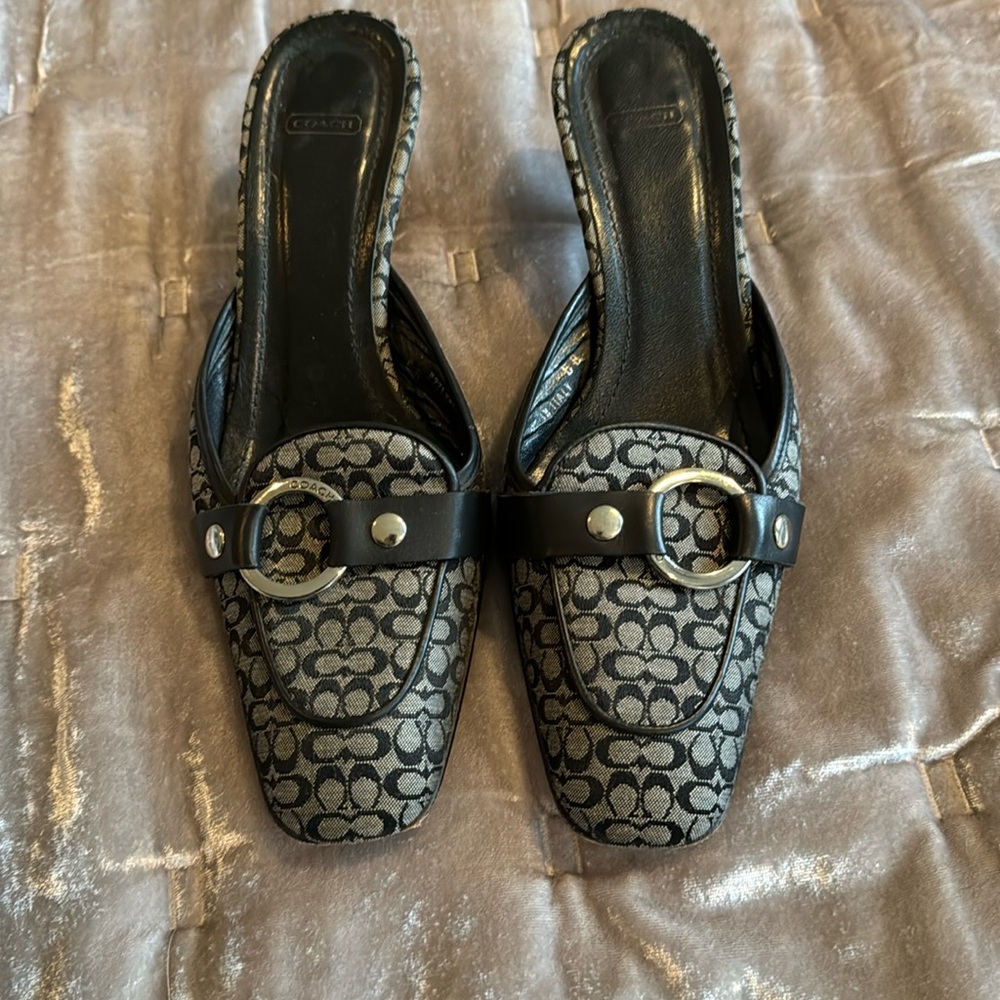 Coach fabric kitten heels